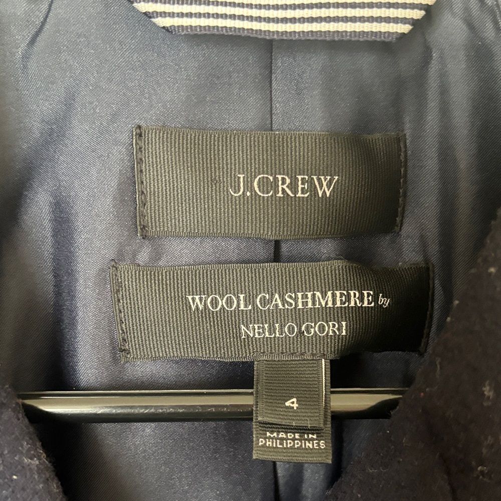J. Crew Wool & Cashmere Midnight Blue Pea Coat with Gold Buttons Womens Size 4 - Picture 5 of 10